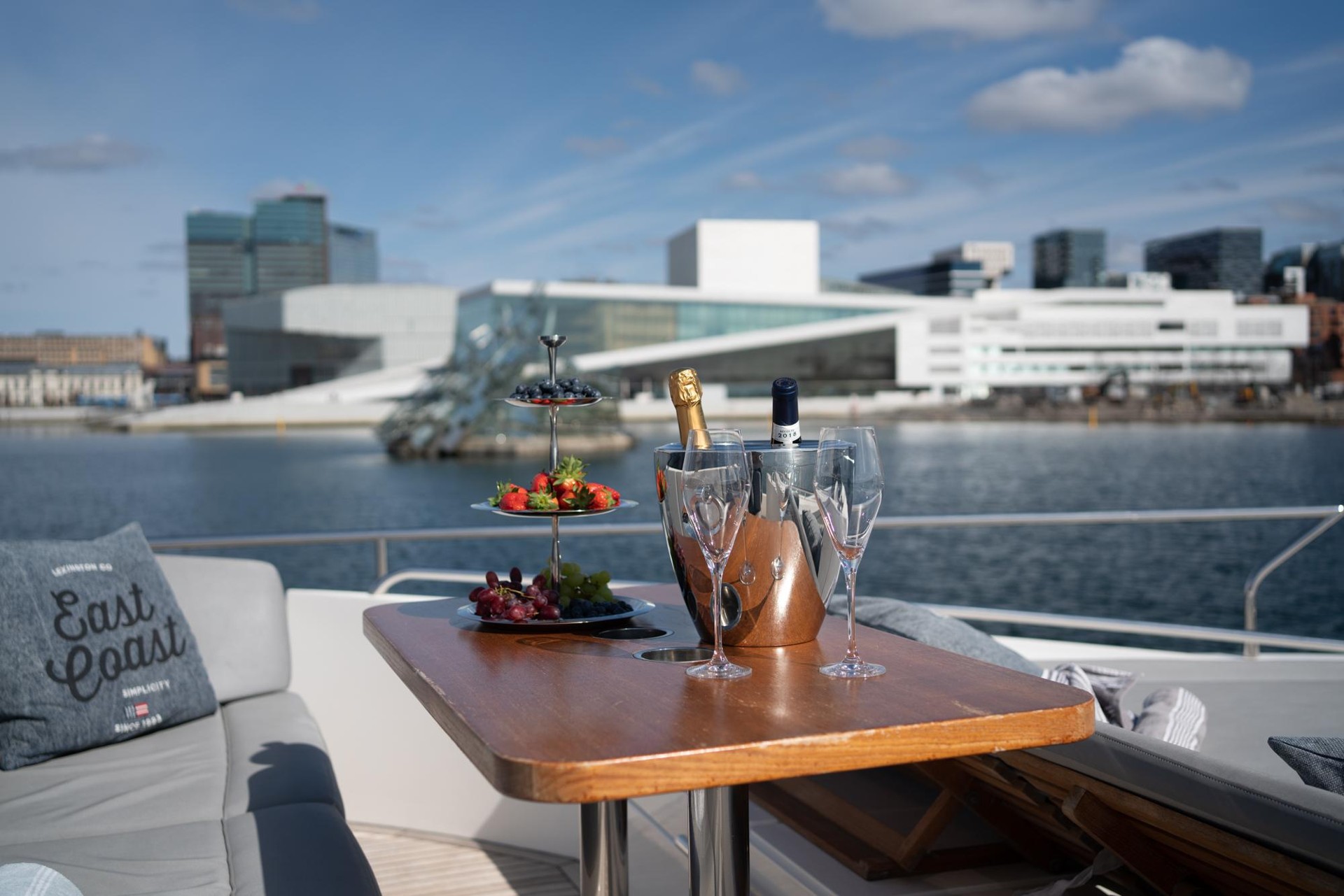 Astrid — aft-deck dining by Oslo’s waterfront