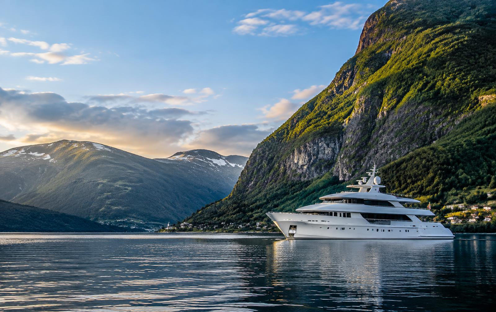 Bergen & The Fjords coastline with a yacht — illustrative image
