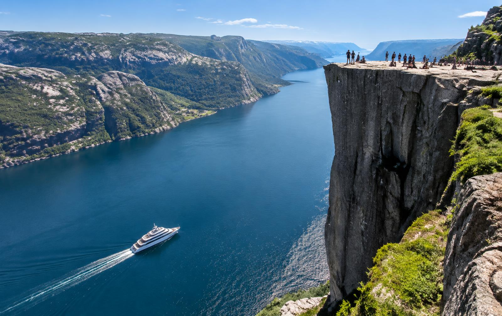 Stavanger & Lysefjord coastline with a yacht — illustrative image